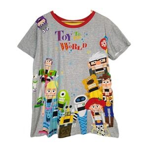 Disney Parks Girls Toy Story Nightshirt Gray Colorful‎ Print Youth L Pajamas